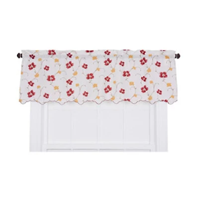 Ellis Curtain Zoe High Quality Room Darkening Solid Color Floral Print fabric Window Valance - 48 x15"
