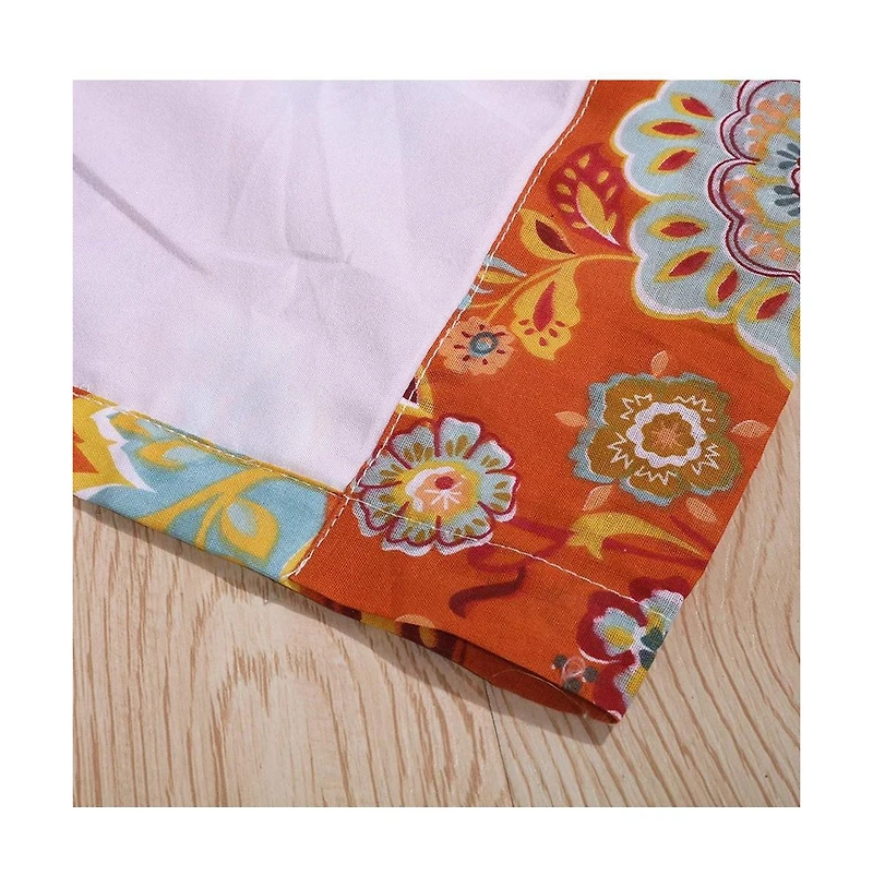 Greenland Home Fashion Astoria Festive And 3" Rod Pocket Window Curtain Panel Pair