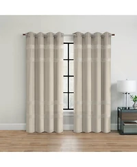 Habitat 100% Polyester Phoebe Light Embroidered Stripe Filtering Grommet Curtain Panel 52" x 108