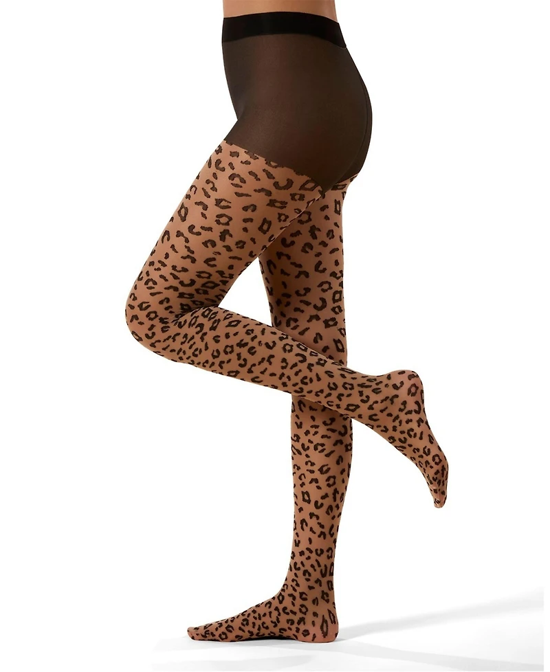 MeMoi Women's Leopard Print Sheer Nylon Tights