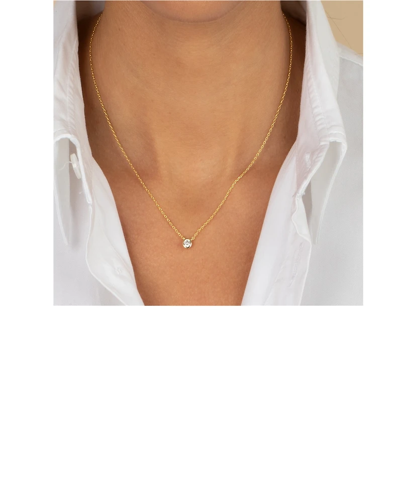 By Adina Eden Mini Cubic Zirconia Bezel Pendant Necklace