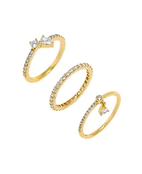 by Adina Eden Solitaires Teardrops Gold Plated Ring Combo Set