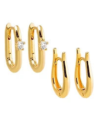 by Adina Eden The Ovals Gold Plated Huggie Earring Combo Set