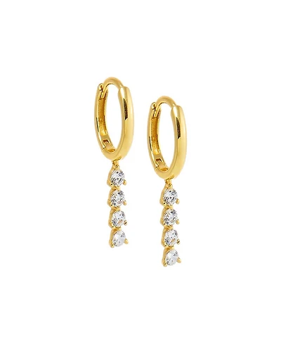 by Adina Eden Mini Cubic Zirconia Gold Plated Tennis Drop Huggie Earrings