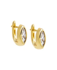by Adina Eden Cubic Zirconia Gold Plated Gold Plated Marquise Bezel Huggie Earrings