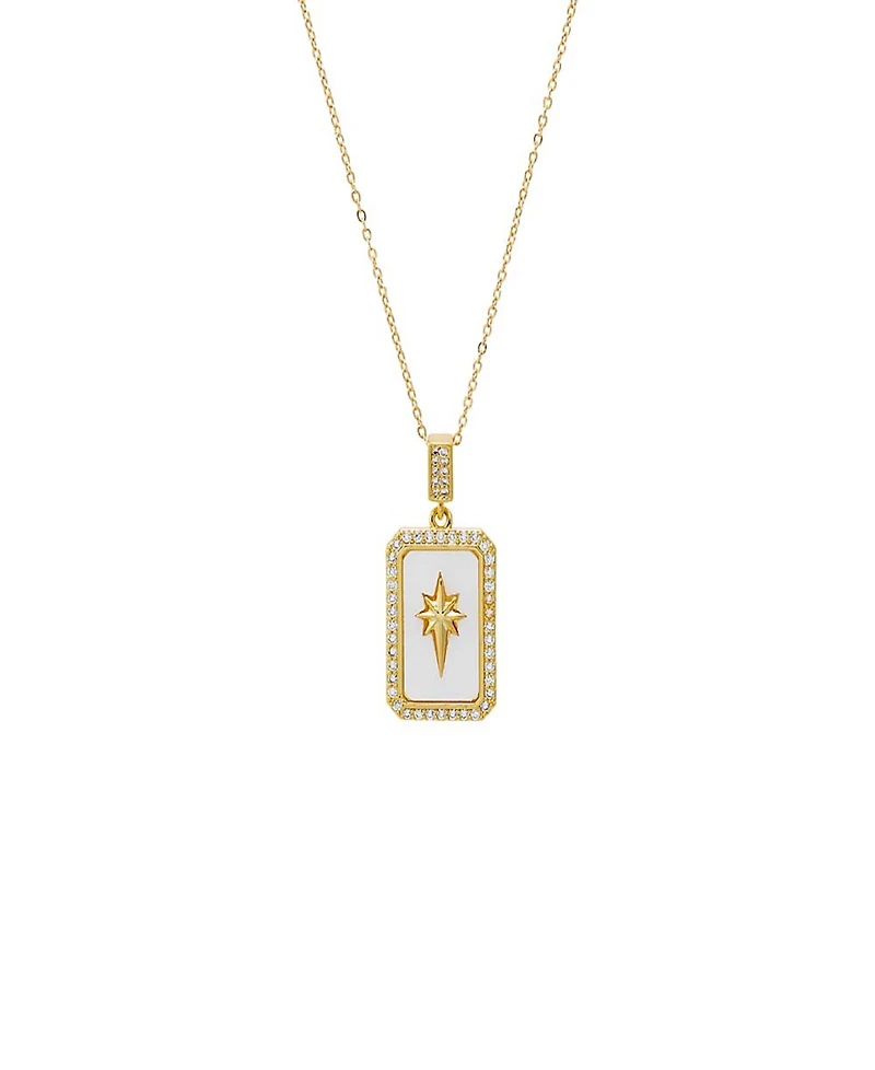 by Adina Eden Pave Gold Plated Elongated Starburst Dog Tag Necklace