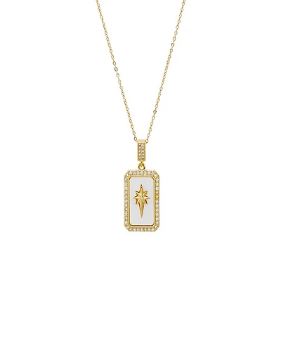 by Adina Eden Pave Gold Plated Elongated Starburst Dog Tag Necklace