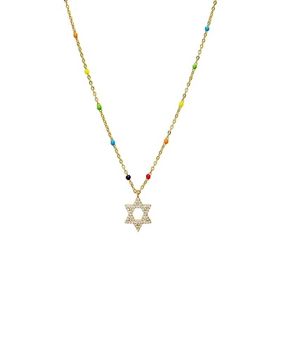 by Adina Eden Pave Star of David Multi Color Beaded Necklace