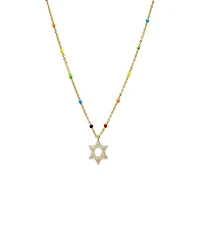 by Adina Eden Pave Star of David Multi Color Beaded Necklace
