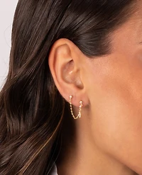 by Adina Eden Cubic Zirconia Gold Plated Chain Double Stud Earrings