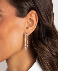 by Adina Eden Fancy Cubic Zirconia Gold Plated Tennis Drop Pear Stud Earrings