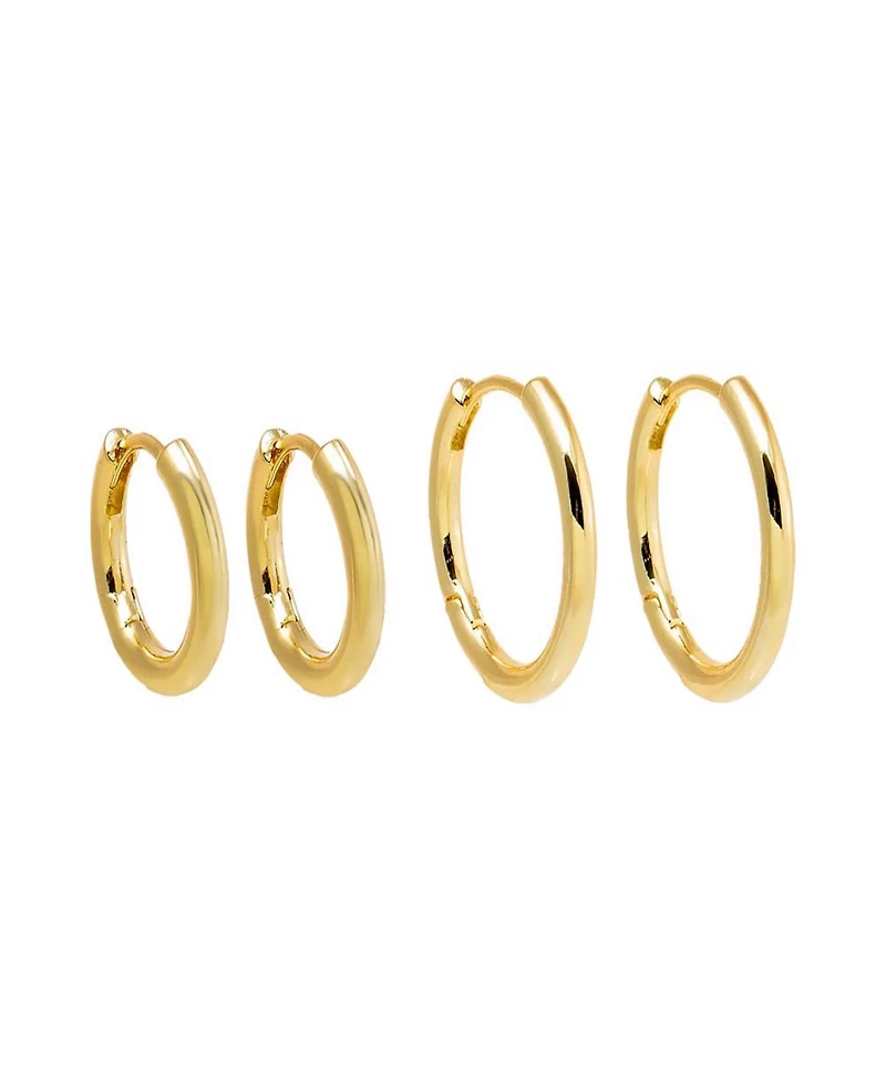 by Adina Eden Solid Thin Rounded Gold-Plated Hoop Combo Set Earring
