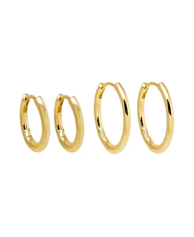 by Adina Eden Solid Thin Rounded Gold-Plated Hoop Combo Set Earring