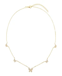 by Adina Eden Gold Plated Pave 5 Butterfly Necklace