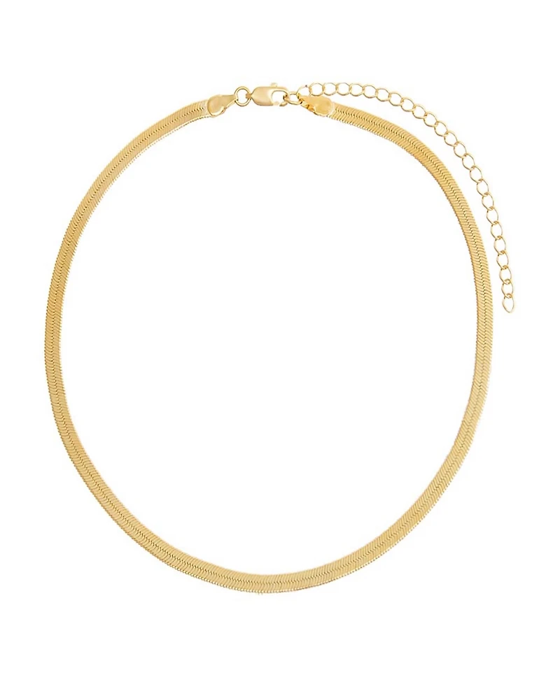 by Adina Eden Herringbone Gold Plated Choker Necklace