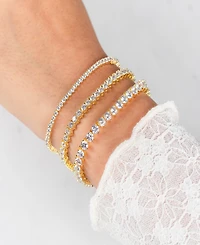 by Adina Eden Thin Three Gold Plated Prong Tennis Bracelet