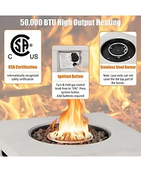 Mecale Lava Rocks and Cover 50,000 Btu with 34 Inch Square Concrete Propane Fire Pit Table