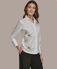 Donna Karan New York Women's Embellished Collared Shirt