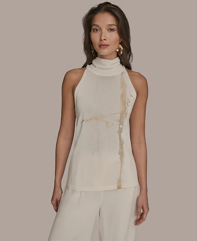 Donna Karan New York Women's Printed Turtle Neck Top