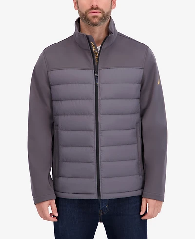 Nautica Men's Transitional Mixed Media Zip Front Jacket