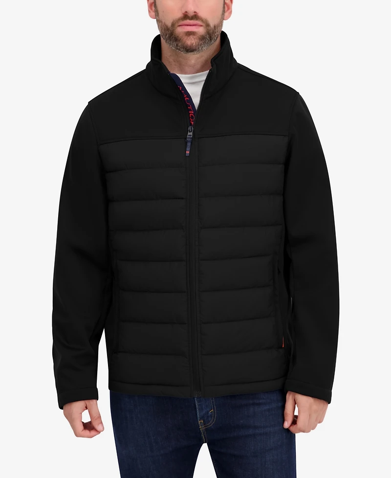 Nautica Men's Transitional Mixed Media Zip Front Jacket