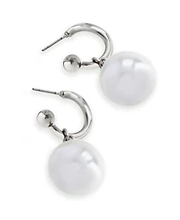 Steve Madden Faux Cultured Pearl Charm Huggie Earrings