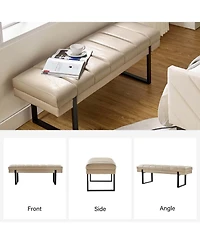 Mid-century Modern Laurens Upholstered Bench with Metal Legs