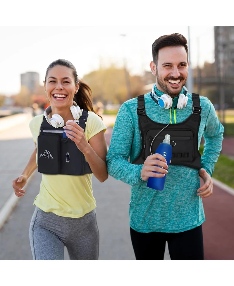 Lightweight Running Chest Pack: Outdoor Sports Vest Bag with Phone Holder for Cycling, Hiking, Workout, Skiing - Men & Women (Lemon