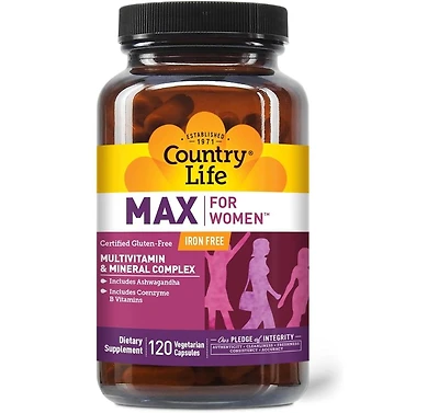 Country Life Maxine Maxi-Sorb Iron-Free ,120 Vcaps