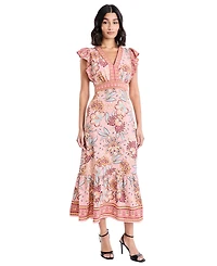 Donna Morgan Women's V-Neck Flutter Sleeve Dress