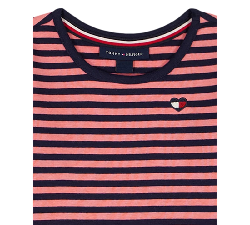 Tommy Hilfiger Girls 4-6X Striped T-Shirt and Skirtall, 2-Piece Set