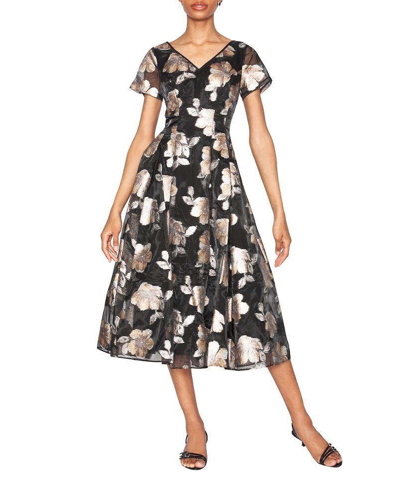 White Tie by Shani Women's V-Neck Organza Midi Dress