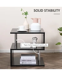 Homcom 19.75" Chic Designer S-Shaped Multi-Level Accent End Table Shelf, Black