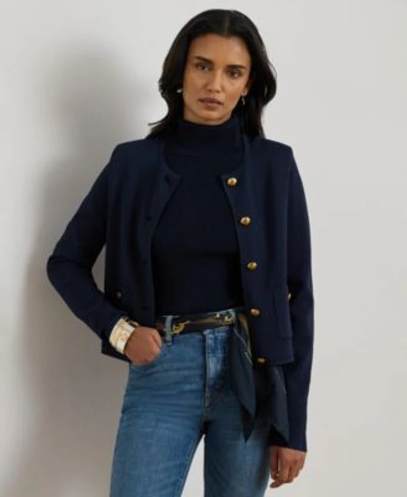 Lauren Ralph Lauren Womens Cropped Crewneck Sweater Jacket