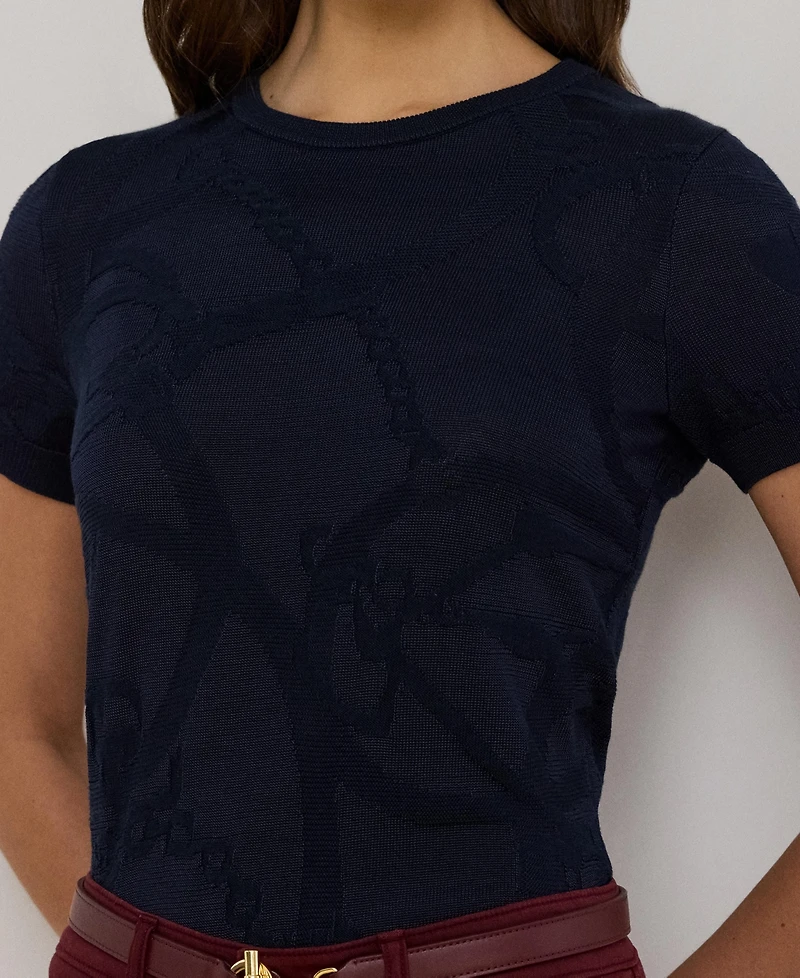 Lauren Ralph Women's Belting-Motif Short-Sleeve Sweater