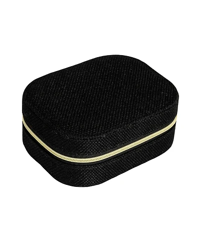 Household Essentials Small Leather Travel Jewelry Organizer Box, Caramel Color