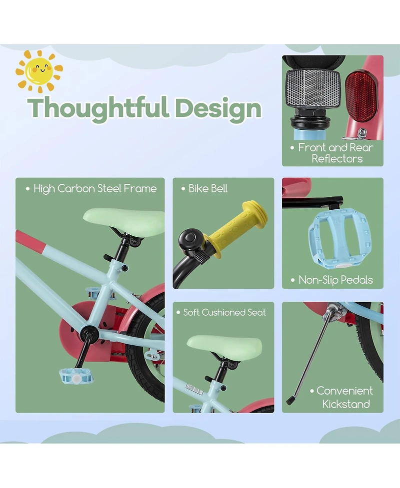 Sugift 18 Inch Kids Bike with Adjustable Handlebar and Saddle Blue