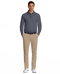 Pga Tour Men's Houndstooth Pattern Long-Sleeve Golf Polo Shirt