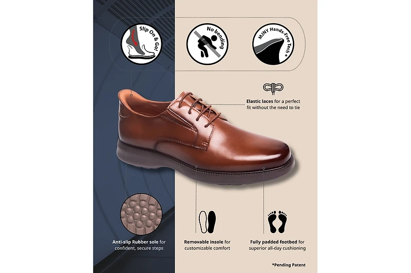 Marc Joseph New York Men's North Street Hands-Free Slip On Technology Leather Dress Oxfords