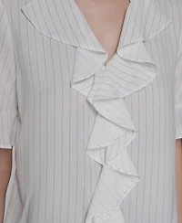 Karl Lagerfeld Paris Women's Short-Sleeve Ruffle Top