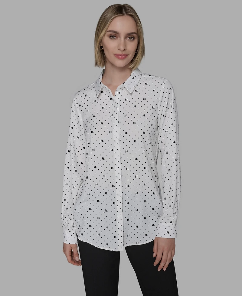 Karl Lagerfeld Paris Women's Collared Neck Top