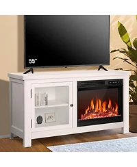Cowsar 48" Electric Fireplace with Wood Mantel, Freestanding Fireplace with Remote Control, Fireplace Tv Stand, Adjustable Led Flame, 750W/1500W