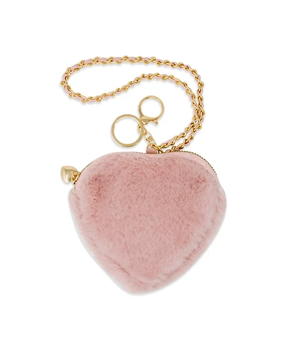 Zomi Gems Girl's Fuzzy Heart Wristlet Coin Purse, Blush Pink – Small, Soft, Cute Coin Purse