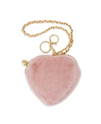 Zomi Gems Girl's Fuzzy Heart Wristlet Coin Purse, Blush Pink – Small, Soft, Cute Coin Purse