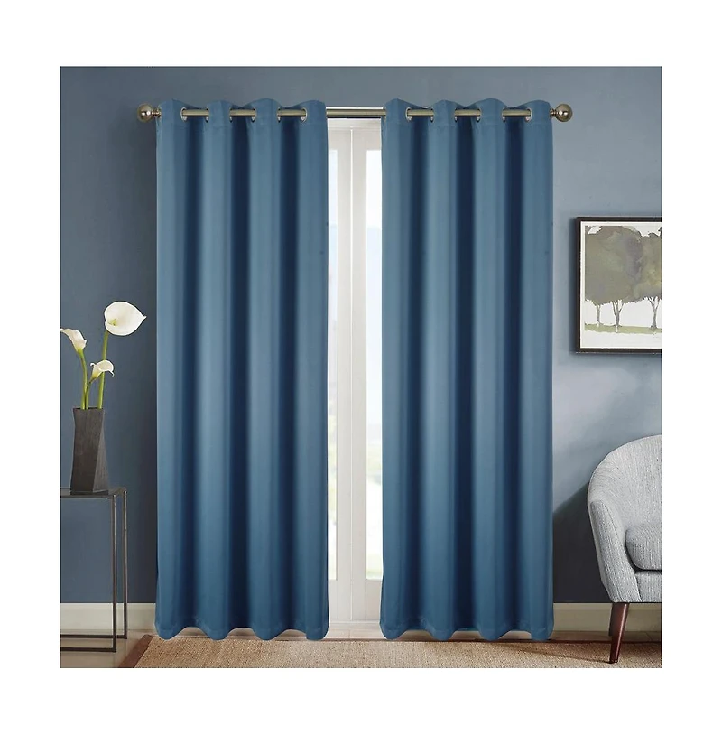 Olivia Gray Anchorage Blackout Single Grommet Curtain Panel 54x63", Blue