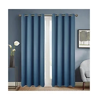 Olivia Gray Anchorage Blackout Single Grommet Curtain Panel 54x63", Blue