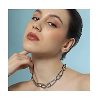 Sohi Women's The Pavement-Link Chain Necklace - Chrome Silver