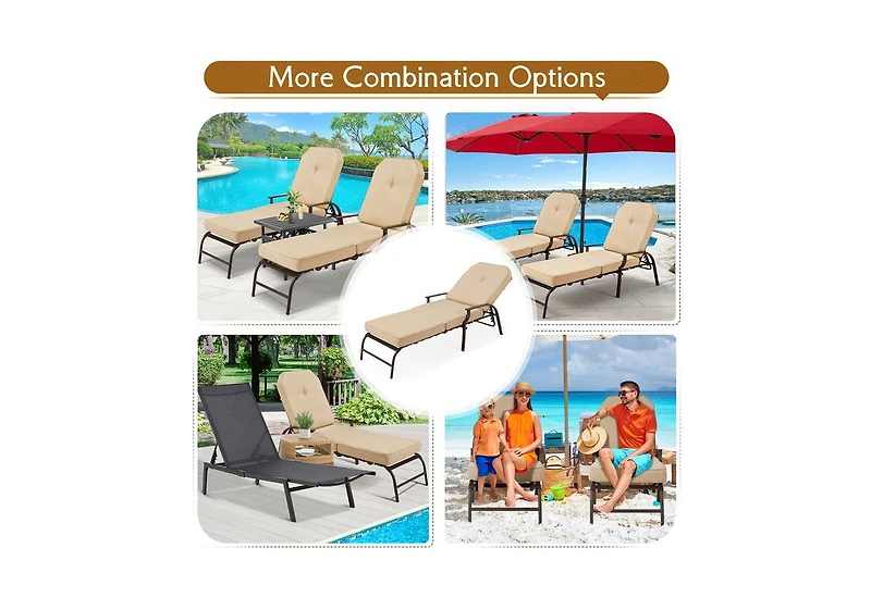 Aecojoy Adjustable Outdoor Chaise Lounge Chair Patio Recliner