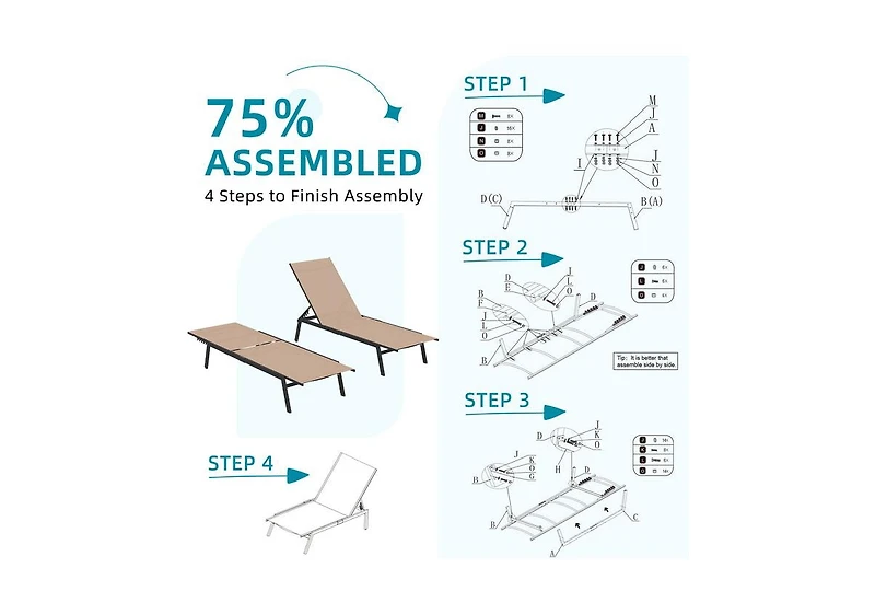 Aecojoy Patio Lounge Chairs, Outdoor Chaise