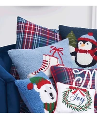 C&F Home 18" x18" in. Pair Ice Skates on Gray Background Hooked Pillow Throw Accent Pillow